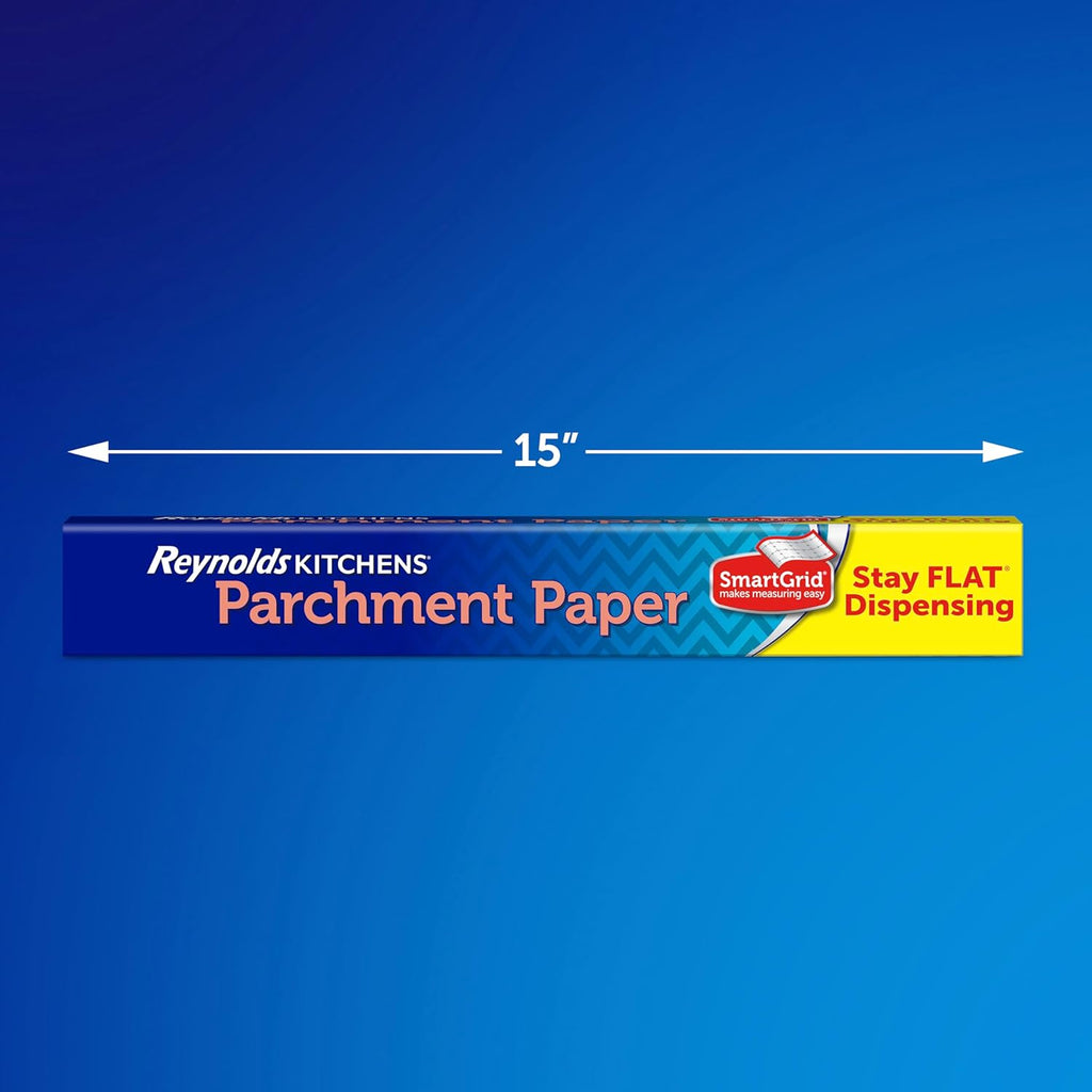 Kitchens Stay Flat Parchment Paper Roll, Non Curling Baking Parchment Paper for Baking and Cooking, Oven Safe up to 425 Degrees, 36 Feet X 15 Inches, 45 Total Sq. Ft.