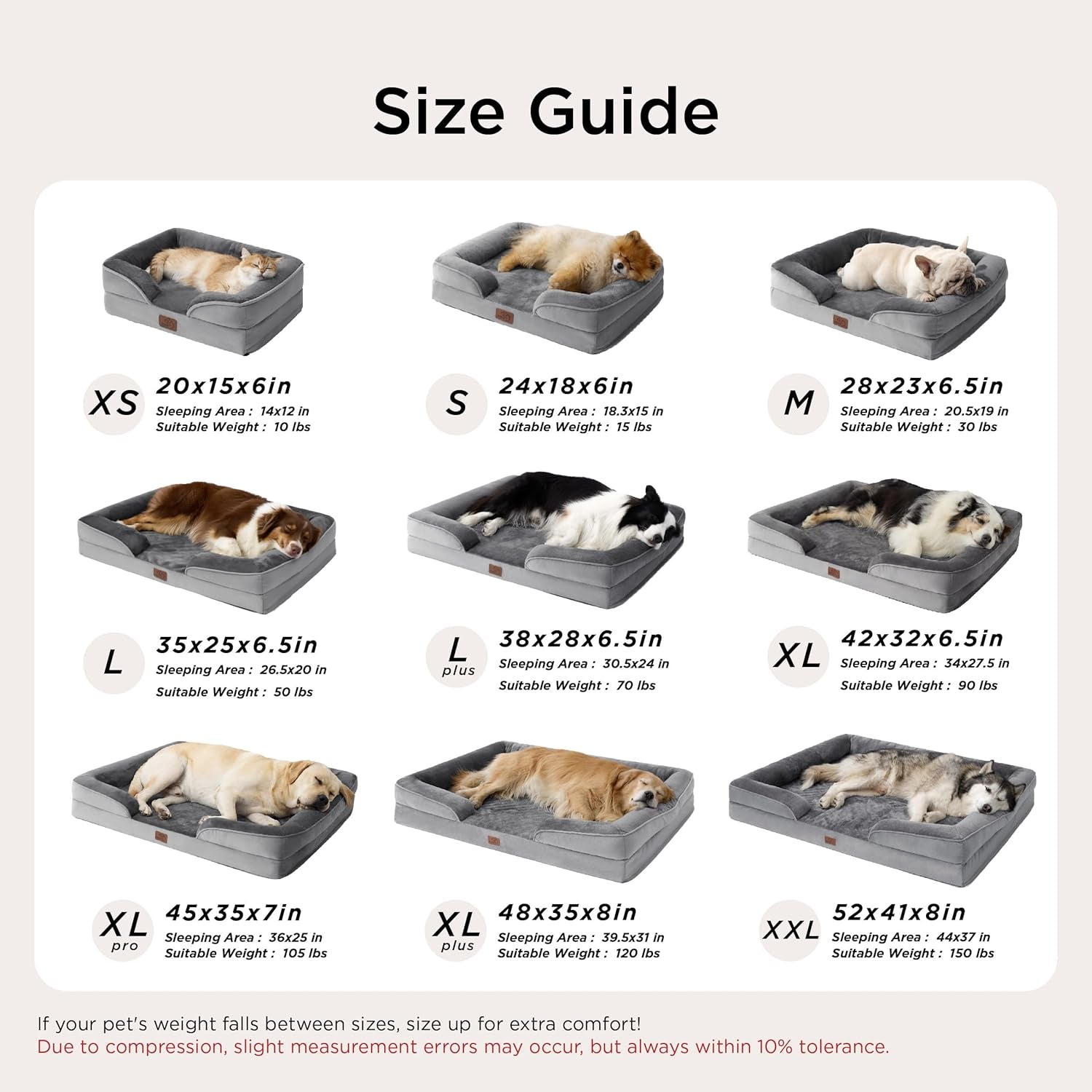 Bedsure Orthopedic Dog Bed Medium Size Dogs - Washable Small Medium Dog Cat Bed Waterproof, Comfort Cats Couch Sofa with Washable Removable Cover, Pets Bed with Nonskid Bottom, Grey, 28"