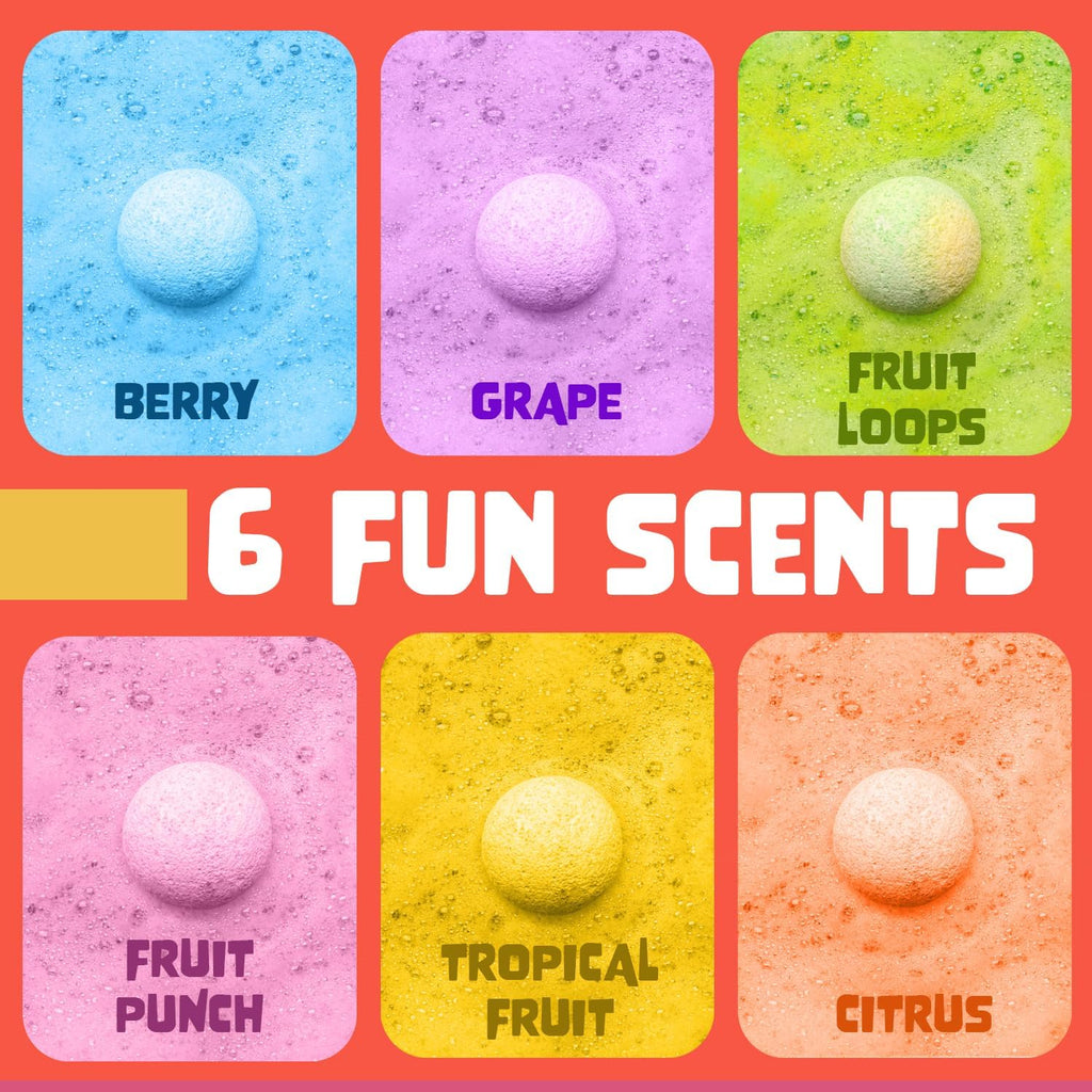 Superhero Bath Bombs for Kids with Surprise Toys inside (6 Pack) - Large Bubble Bomb Fizzies for Boys, Girls, & Toddlers - Boys Easter Basket Stuffers and Gift, Fruity Scents, USA Made by