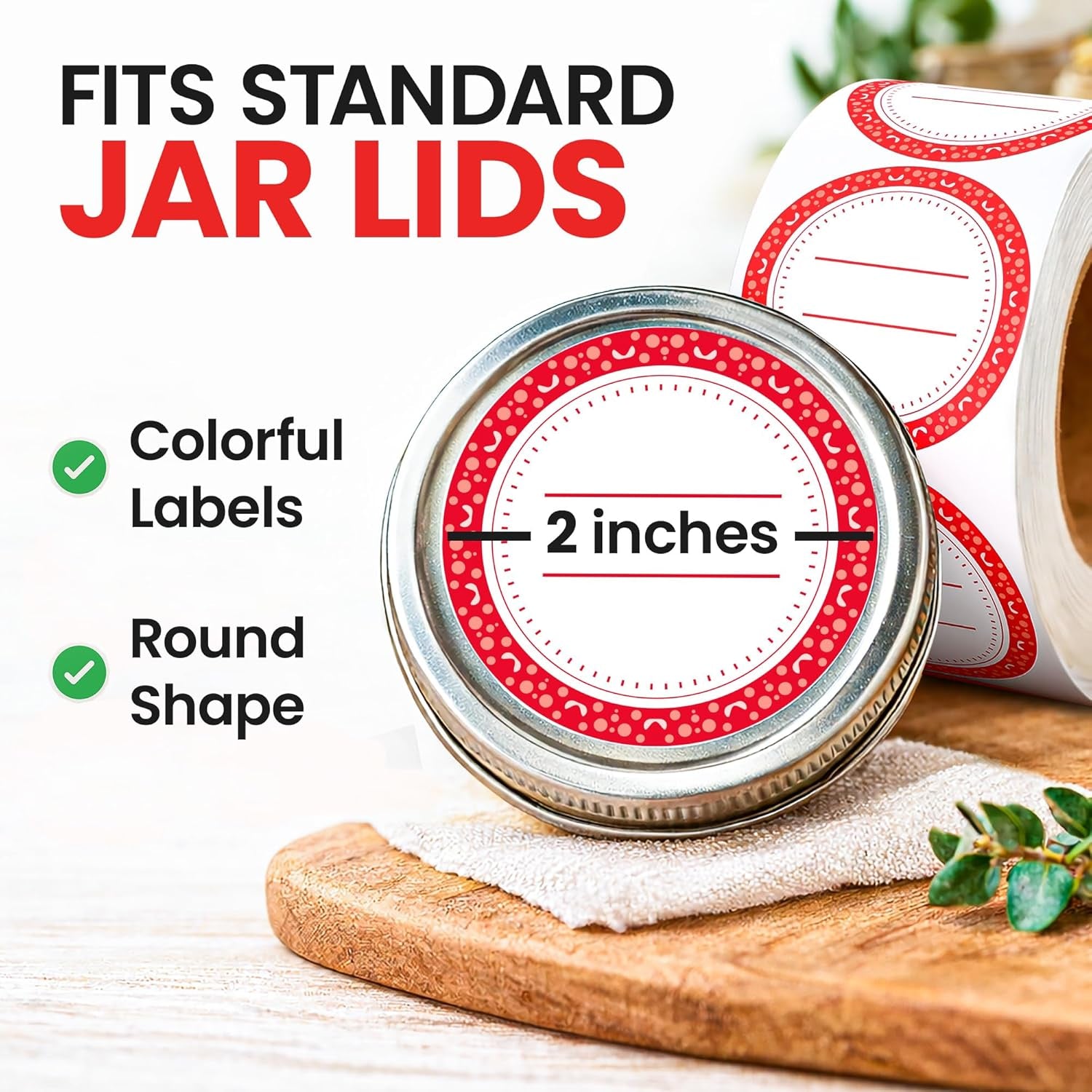 Canning Labels Dissolvable Stickers for Mason Jars and More (2" round 200/Roll) Canning Supplies Washes off in Seconds like Magic - Jar Labels Homemade Jam, Jelly, and More (Amaranth Red)