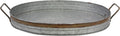 Oval Galvanized Metal Serving Tray with Rust Trim and Metal Handles, Decorative Centerpiece for Coffee Table or Dining Table, Large