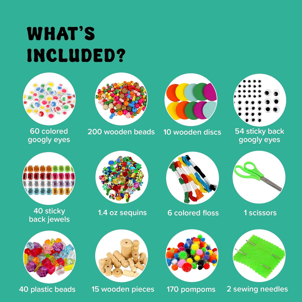 Arts and Craft Kit – a DIY 3.8 Pounds of Hobby Craft Supplies & Materials Box for Creative Art Projects for Kids Age 4 5 6 7 8 9 10 11 & 12 Year Old Girls & Boys