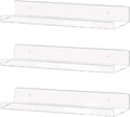Clear Acrylic Shelf 15" Invisible Floating Wall Ledge Bookshelf, Kids Book Display Shelves Wall Mounted (15 Inch 3Pack)