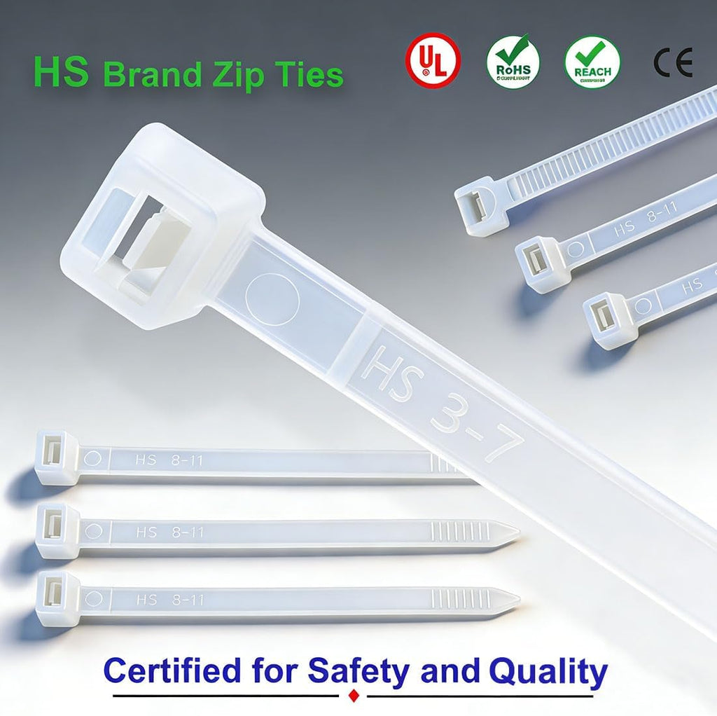 Long Zip Ties 12 Inch Clear 0.19" Nylon Cable Ties Heavy Duty 50 Lbs Strength Strong for Privacy Fence Outdoor,Electrical Plastic Tie Straps Weather Resistant 100 Pcs White