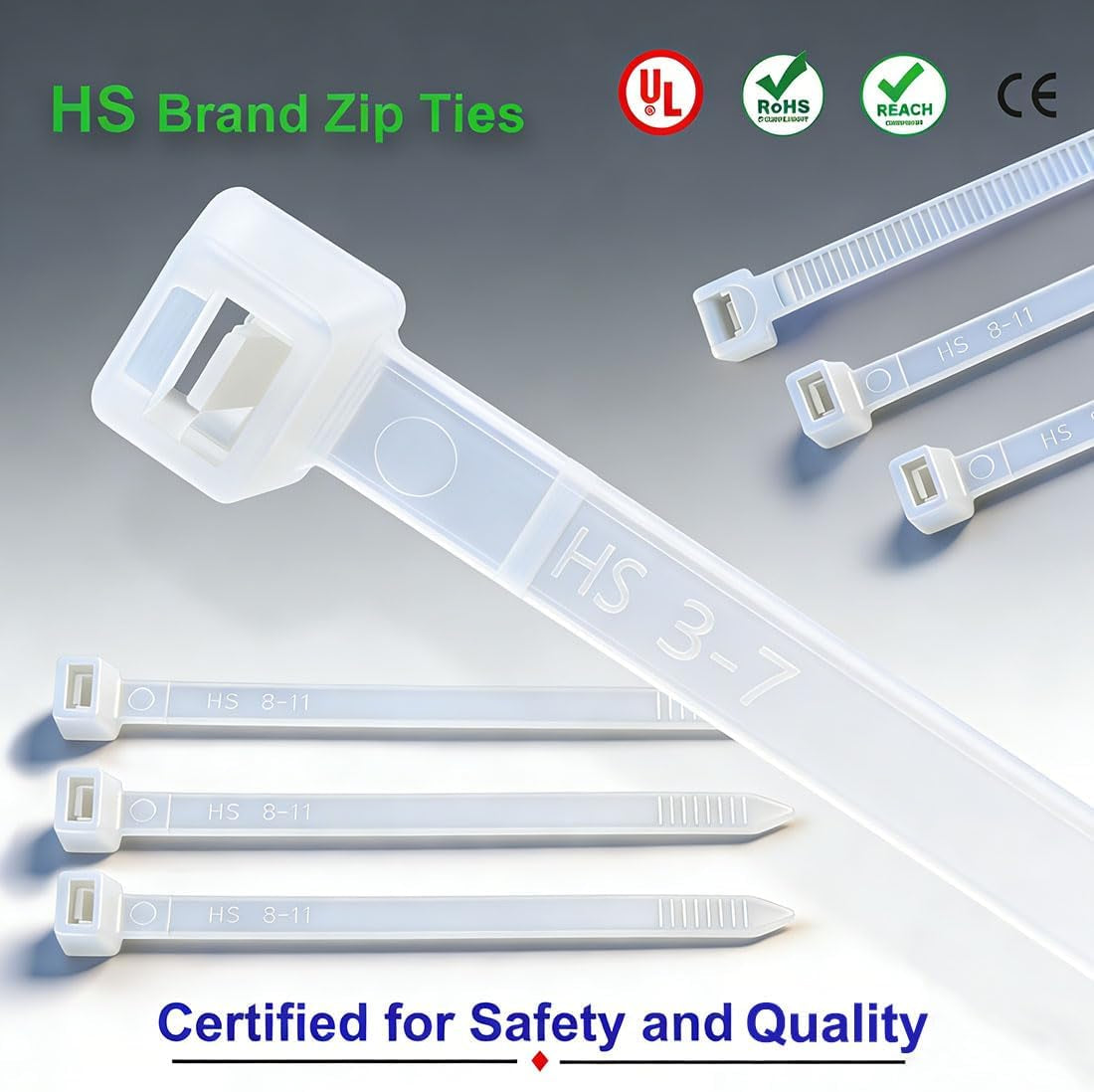 Long Zip Ties 12 Inch Clear 0.19" Nylon Cable Ties Heavy Duty 50 Lbs Strength Strong for Privacy Fence Outdoor,Electrical Plastic Tie Straps Weather Resistant 100 Pcs White