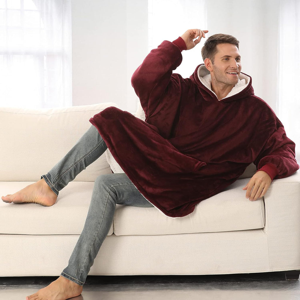 Wearable Blanket Hoodie, Oversized Sherpa Hooded Blanket Sweatshirt, Super Warm and Cozy Hoodie Blanket for Women Men Adults